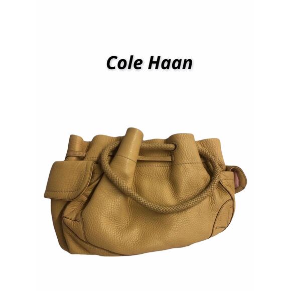 Cole Haan Village SP06 Purse Womens Pebbled Leather Boho Shoulder Bag Beige - Picture 2 of 2